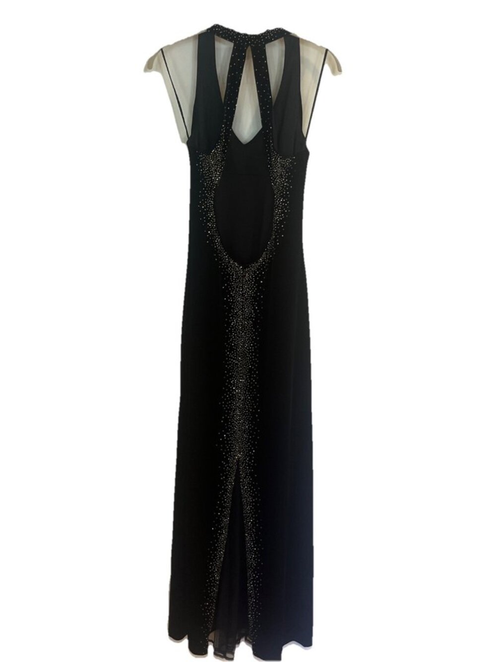 VTG Y2K Dave Johnny Dress Womens 13/14 Black Velvet Beaded Sexy Back Whimsigoth